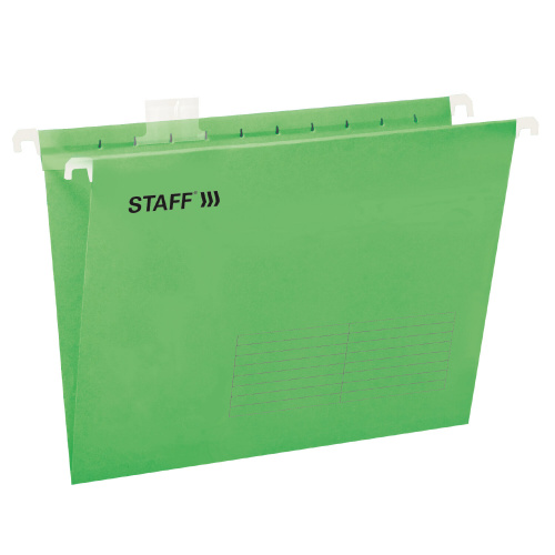 Подвесные папки STAFF, А4 (350х240мм) до 80л, 10 шт., зеленые, картон