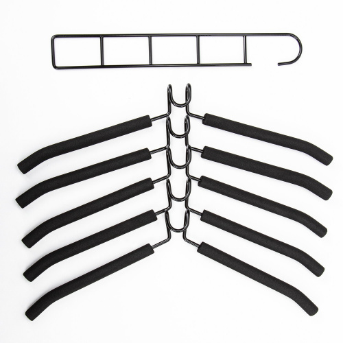 Вешалка-плечики трансформер BRABIX, 5 плечиков, металл с покрытием, черные фото 3