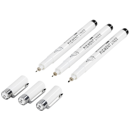 Капиллярные ручки линеры для рисования 3 шт., черные, 0,3/0,4/0,8 мм, BRAUBERG ART DEBUT, 143939. фото 2