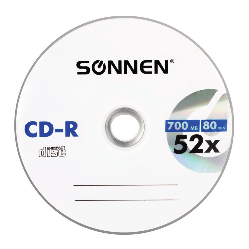 Диск CD-R SONNEN, 700 Mb, 52x, Slim Case фото 3