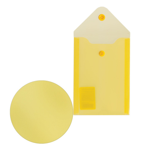 Папка-конверт с кнопкой BRAUBERG, А6, 0,18 мм, желтая фото 5