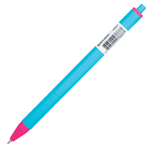 Ручка шариковая автоматическая BRAUBERG "MIX",  корпус ассорти, линия письма 0,35 мм, синяя фото 3
