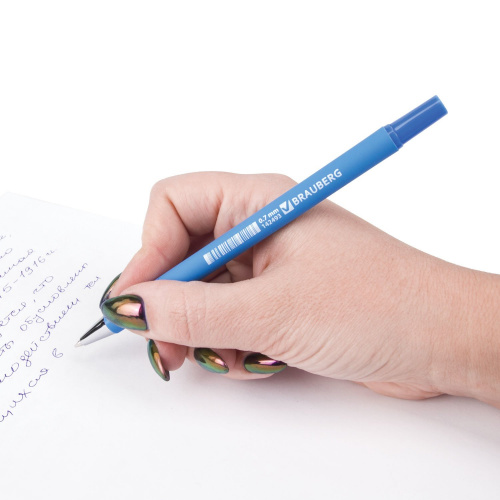 Ручка шариковая BRAUBERG "Capital blue", корпус soft-touch, линия письма 0,35 мм, синяя фото 3