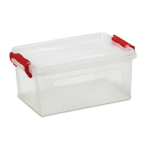 Ящик IDEA, 25 л, 24х48х32 см, с крышкой на защелках, для хранения, пластиковый, прозрачный фото 4
