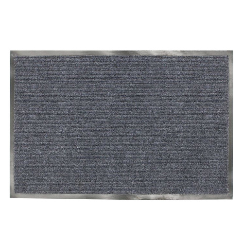 Коврик входной ворсовый влаго-грязезащитный LAIMA, 120х150 см, ребристый, толщина 7 мм, серый