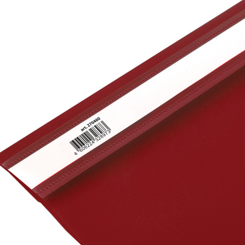 Скоросшиватель пластиковый BRAUBERG, А5, 130/180 мкм, красный фото 3