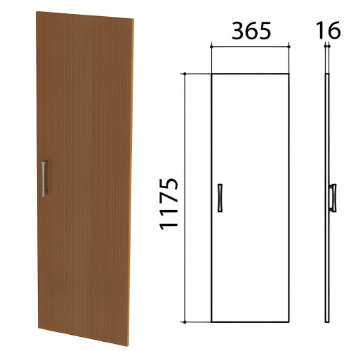 Дверь средняя "Монолит", 365х16х1175 мм, цвет орех гварнери