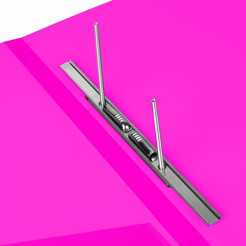 Папка с металлич скоросшивателем и внутренним карманом BRAUBERG "Neon", 16 мм, до 100 л, розовая фото 6