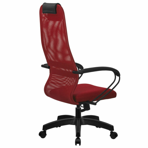 Кресло офисное МЕТТА "SU-B-8" пластик, ткань-сетка, сиденье мягкое, красное фото 5