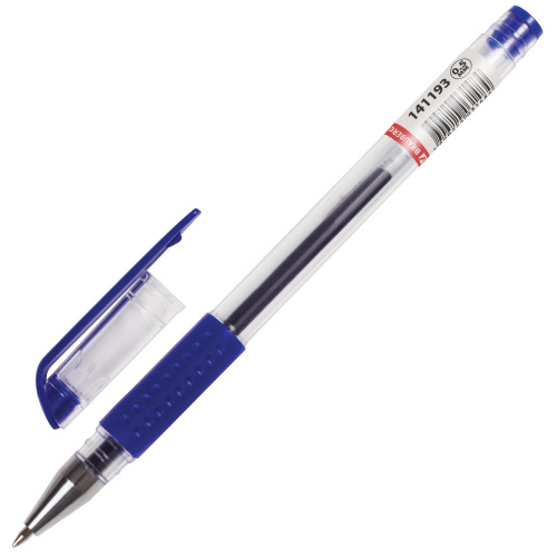 Ручка гелевая с грипом BRAUBERG "Number One", узел 0,5 мм, линия письма 0,35 мм, синяя фото 7