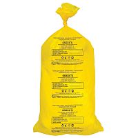 Мешки для мусора, АКВИКОМП, медицинские, 20 шт., класс Б (желтые), 100 л, 60х100 см, 14 мкм