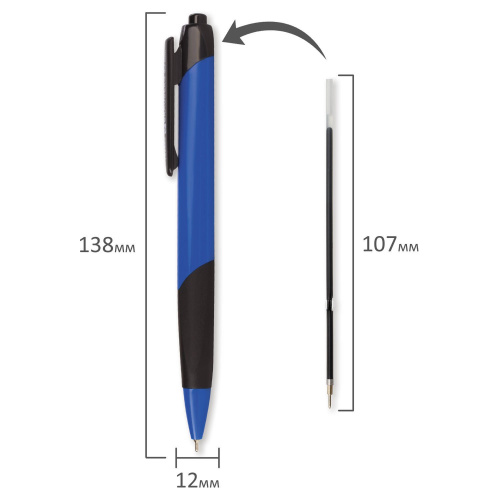 Ручка шариковая масляная автоматическая с грипом BRAUBERG "Booster", трехгранная, синяя фото 9