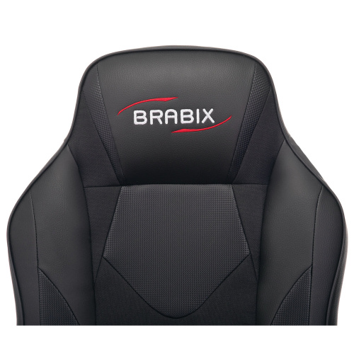 Кресло компьютерное BRABIX "Game GM-017", экокожа/ткань, черное фото 7