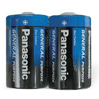 Батарейки PANASONIC, D R20, 2шт., 1.5 В, солевые, в пленке
