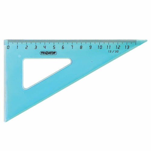 Набор чертежный средний ПИФАГОР, линейка 20 см, 2 треугольника, транспортир, тонированный фото 9