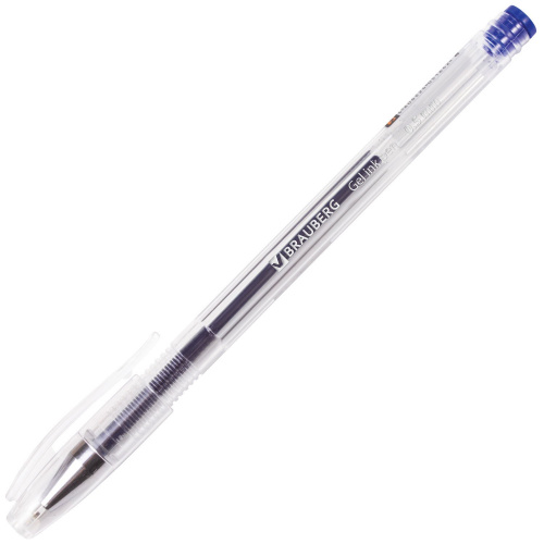 Ручка гелевая BRAUBERG "Jet", корпус прозрачный, узел 0,5 мм, линия письма 0,35 мм, синяя фото 2