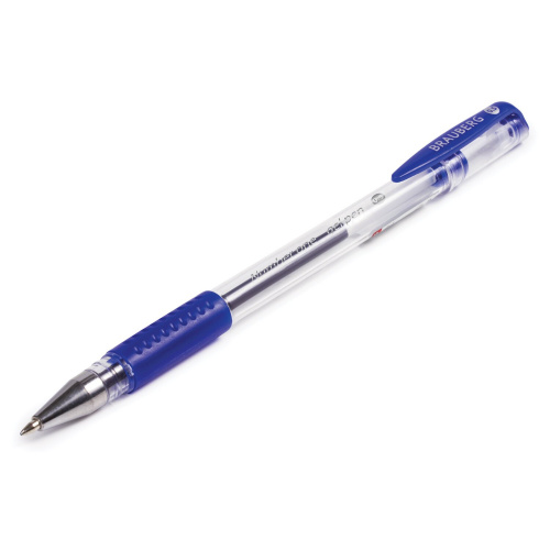 Ручка гелевая с грипом BRAUBERG "Number One", узел 0,5 мм, линия письма 0,35 мм, синяя фото 8