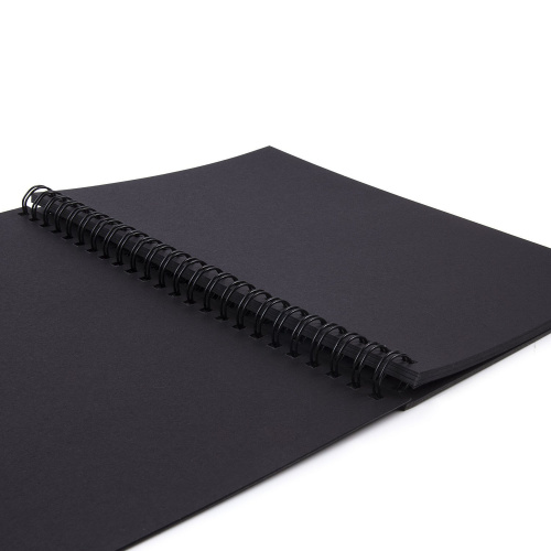 Скетчбук BRAUBERG, черная бумага 120г/м2, 148х210мм, 32л, гребень фото 8