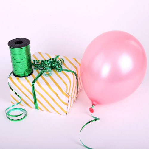 Лента упаковочная декоративная для шаров и подарков ЗОЛОТАЯ СКАЗКА, металлик, 5 мм х 250 м, зеленая фото 5