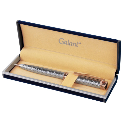 Ручка подарочная шариковая GALANT "ESQUISSE", корпус серебристый, детали розовое золото, синяя фото 2