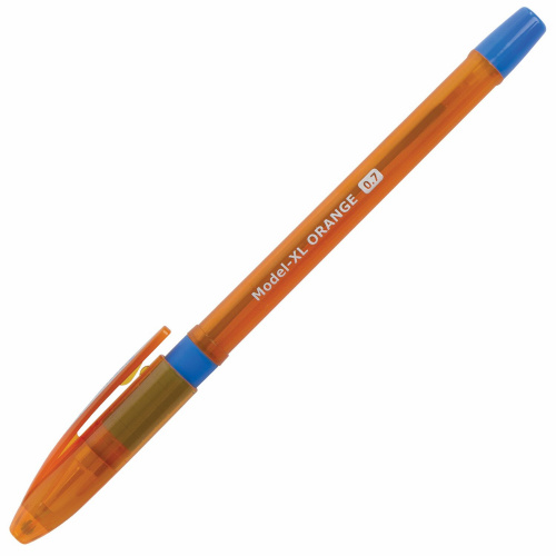 Ручка шариковая масляная с грипом BRAUBERG Model-XL ORANGE, линия 0,35 мм, синяя фото 5