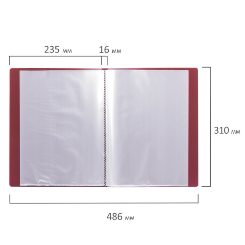 Папка BRAUBERG, 20 вкладышей,  0,6 мм, стандарт, красная фото 4