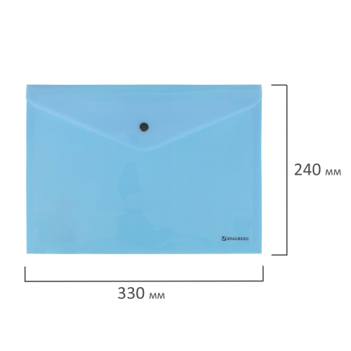 Папка-конверт с кнопкой BRAUBERG "Pastel", А4, до 100 л, непрозрачная цвет, аквамарин фото 10