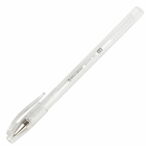 Ручка гелевая BRAUBERG "White Pastel", корпус прозрачный, линия письма 0,5 мм, белая фото 8