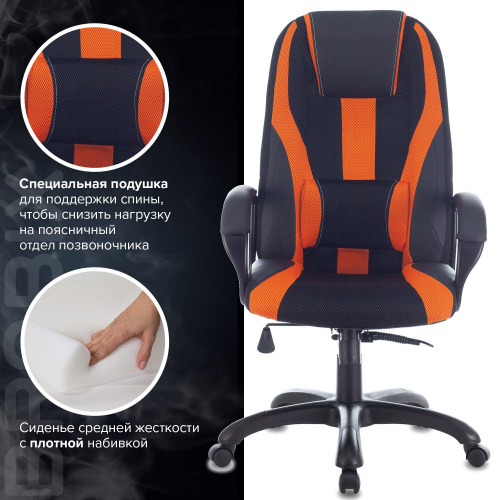 Кресло компьютерное BRABIX PREMIUM "Rapid GM-102", 180 кг, экокожа/ткань, черно/оранжевое фото 7