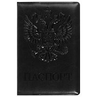 Обложка для паспорта STAFF "ГЕРБ", полиуретан под кожу, черная
