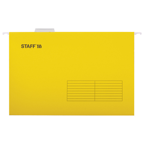 Подвесные папки STAFF, A4/Foolscap (404х240мм) до 80л, КОМПЛЕКТ 10шт., желтые, картон фото 5