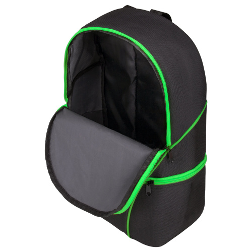 Рюкзак STAFF TRIP, 40x27x15,5 см, универсальный, 2 кармана, черный с салатовыми деталями фото 8