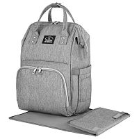 Рюкзак для мамы BRAUBERG MOMMY, 40x26x17 см, с ковриком, крепления на коляску, термокарманы, серый
