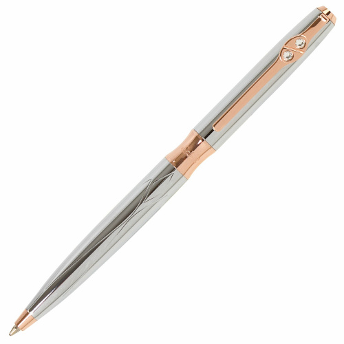 Ручка подарочная шариковая GALANT "NUANCE SILVER", корпус серебристый, детали розовое золото, синяя фото 2