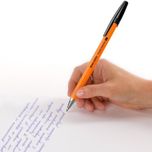 Ручка шариковая BRAUBERG "M-500 ORANGE", корпус оранжевый, линия письма 0,35 мм, черная фото 5