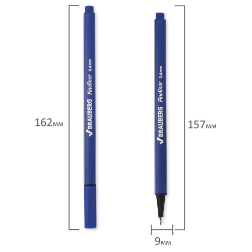 Ручка капиллярная (линер) BRAUBERG "Aero", трехгранная, металлический наконечник, синяя фото 5