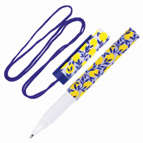 Ручка шариковая на шнурке ПИФАГОР "Орнамент", корпус ассорти, линия письма 0,35 мм, синяя фото 2