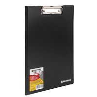 Папка-планшет BRAUBERG "Contract", А4, с прижимом и крышкой, пластиковая, черная, сверхпрочная