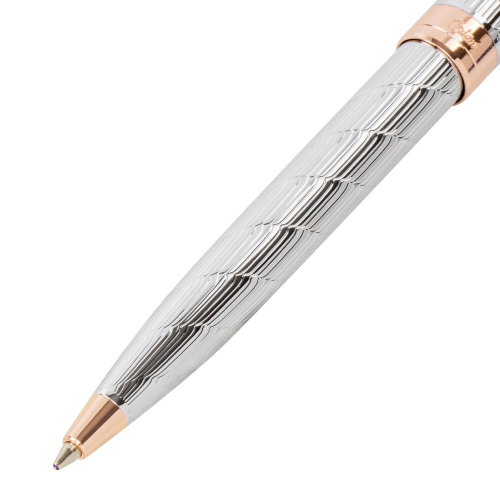 Ручка подарочная шариковая GALANT "ESQUISSE", корпус серебристый, детали розовое золото, синяя фото 6