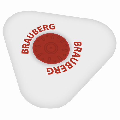 Ластик BRAUBERG "Energy", 45х45х10 мм, белый, треугольный, красный пластиковый держатель фото 2