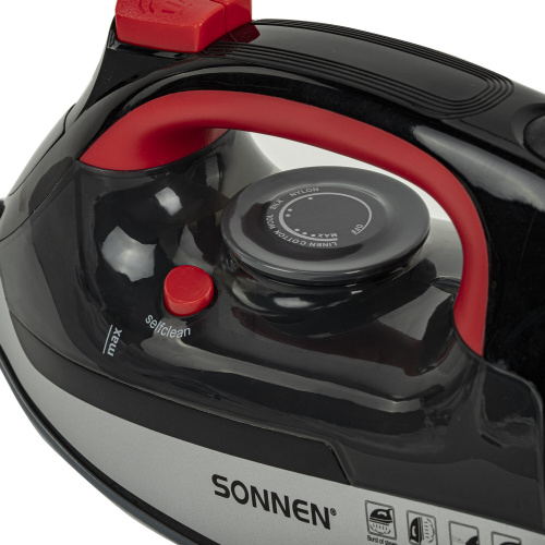 Утюг SONNEN SI-588, 2200 Вт, керамическое покрытие, паровой удар, черный/красный, 455279 фото 6