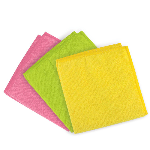 Салфетки универсальные LAIMA, 3 шт., плотная микрофибра, 30х30 см, розовая, зеленая, желтая фото 2
