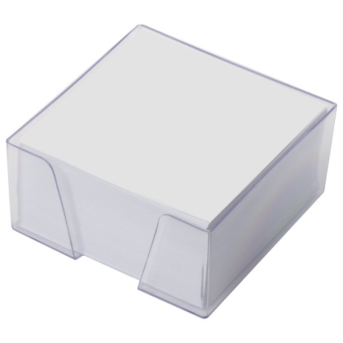 Блок для записей STAFF, в подставке прозрачной, куб 9х9х5 см, белизна 90-92%, белый фото 2