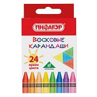 Восковые карандаши ПИФАГОР "СОЛНЫШКО", 24 цвета