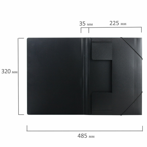Папка на резинках BRAUBERG, стандарт, до 300 листов, 0,5 мм, черная фото 2