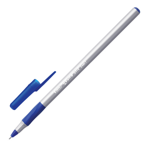 Ручка шариковая с грипом BIC "Round Stic Exact", корпус серый, линия письма 0,3 мм, синяя фото 6