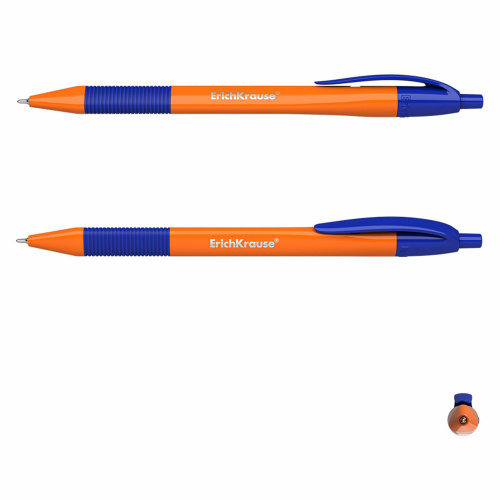 Ручка шариковая масляная автоматическая с грипом ERICH KRAUSE "U-209 Orange", синяя, линия 0,3 мм фото 2