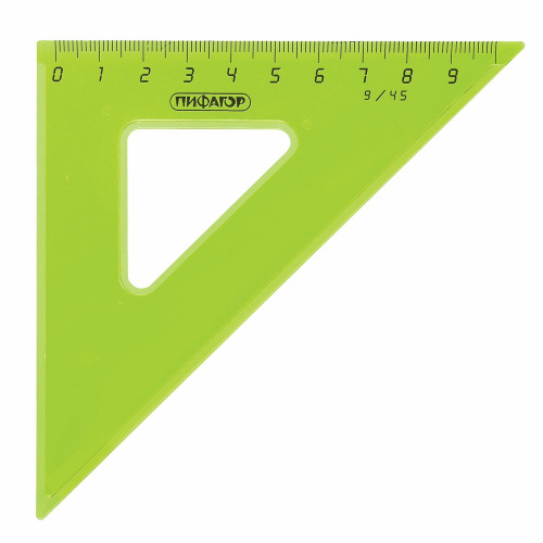Набор чертежный средний ПИФАГОР, линейка 20 см, 2 треугольника, транспортир, прозрачный, неоновый фото 6