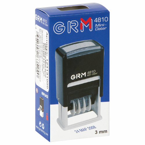 Датер-мини месяц буквами GRM, оттиск 20х3,8 мм, синий фото 3