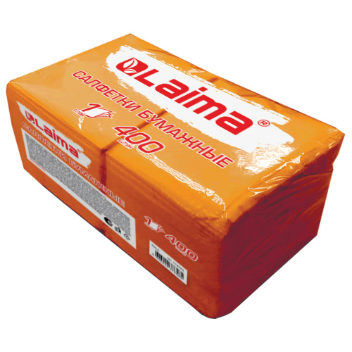 Салфетки бумажные LAIMA "Big Pack" 24х24 см, 400 шт. / пач, оранжевые, 100% целлюлоза